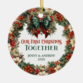 Adorno De Cerámica Festividad barroca vintage de la corona verde y ro