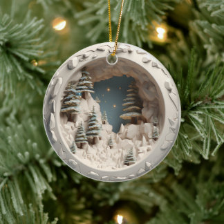 Adorno De Cerámica Festividad de árboles y estrellas de invierno de e