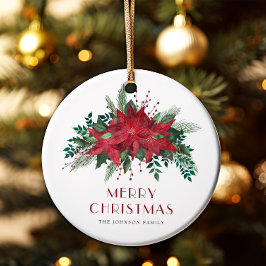 Adorno De Cerámica Festividad de la floral floral de Poinsettia Roja