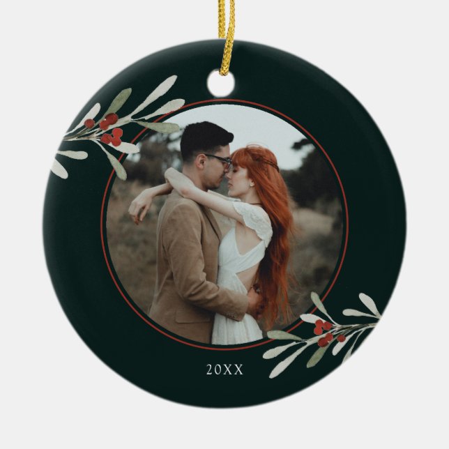 Adorno De Cerámica Festividad de la foto de invierno (Frente)