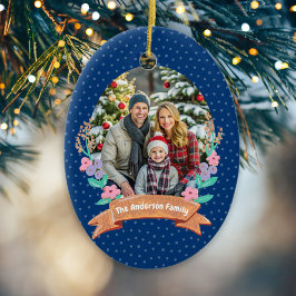 Adorno De Cerámica Festividad de la Marina de Navidades de flores