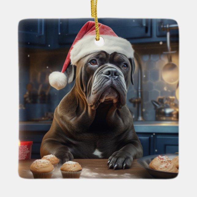 Adorno De Cerámica Festividad de las cookies de los Navidades de Cane (Anverso)