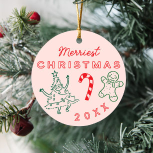 Adorno De Cerámica Festividad de los Navidades de Cute Fun Doodles