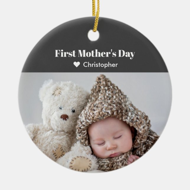 Adorno De Cerámica Festividad de los Navidades de foto bebé en el Día (Frente)