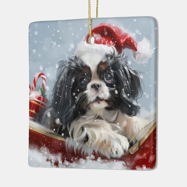 Adorno De Cerámica Festividad de los Navidades de perro chino (Izquierda)