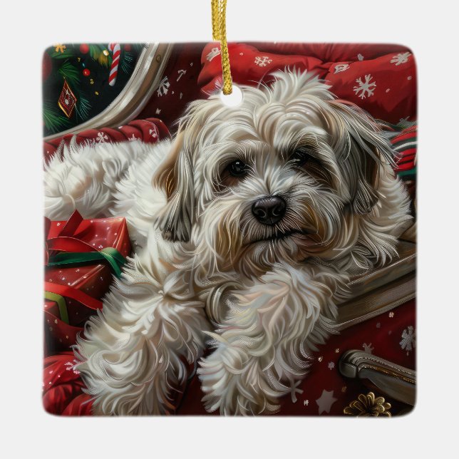 Adorno De Cerámica Festividad de los Navidades de perro de La Habana (Anverso)