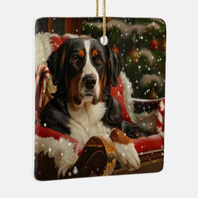 Adorno De Cerámica Festividad de los Navidades de Perro de Montaña de (Derecha)
