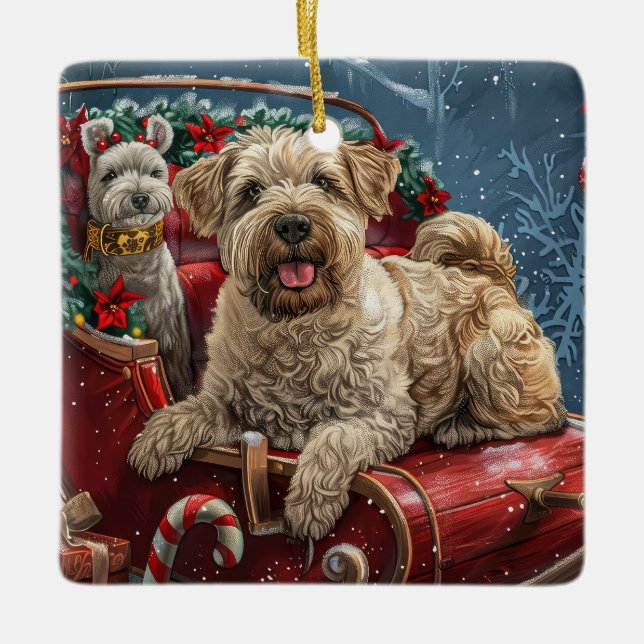 Adorno De Cerámica Festividad de los Navidades de Perro Wheaten Terri (Anverso)