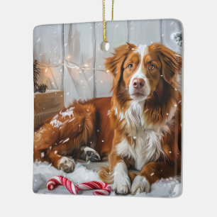 Adorno De Cerámica Festividad de los Navidades de perros Toller en Nu