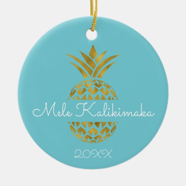 Adorno De Cerámica Festividad de los Navidades de piña Mele Kalikimak (Frente)