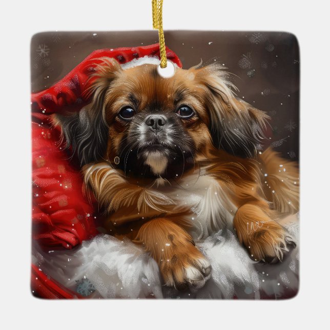 Adorno De Cerámica Festividad de los Navidades tibetanos de perro (Anverso)