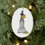 Adorno De Cerámica Festividad de los rascacielos Hanukkah Gelt NYC<br><div class="desc">Cuenta con un original ilustracion de marca de un clásico monumento de NYC "vestido" con gelt para la temporada de vacaciones. ¡Ideal para celebrar Hanukkah! Este ilustracion Chanukah también está disponible en otros productos. ¿No ves lo que estás buscando? ¿Necesita ayuda con la personalización? Contacte con Rebecca para que tenga...</div>