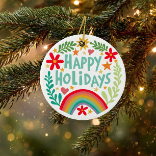 Adorno De Cerámica Festividad de Navidades coloridos dibujados a mano