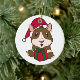 Adorno De Cerámica Festividad de Navidades de cerdo de Guinea