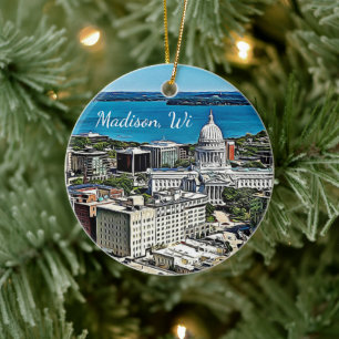 Adorno De Cerámica Festividad de Navidades de fotografía de Madison,