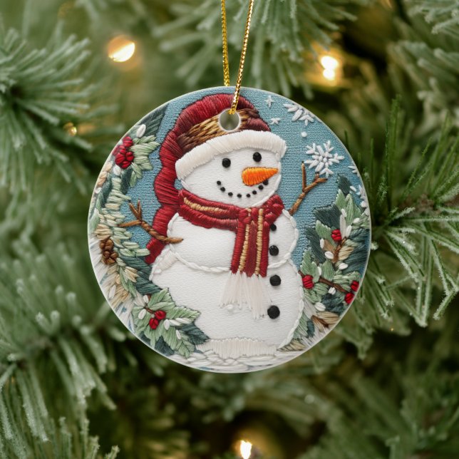 Adorno De Cerámica Festividad de Navidades de Snowman (Árbol)