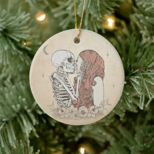 Adorno De Cerámica Festividad de Navidades del amor al beso de la mue