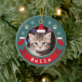 Adorno De Cerámica Festividad de Navidades Meowy, foto de gato Mascot