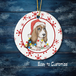 Adorno De Cerámica Festividad de nevado rojo Beagle Pup