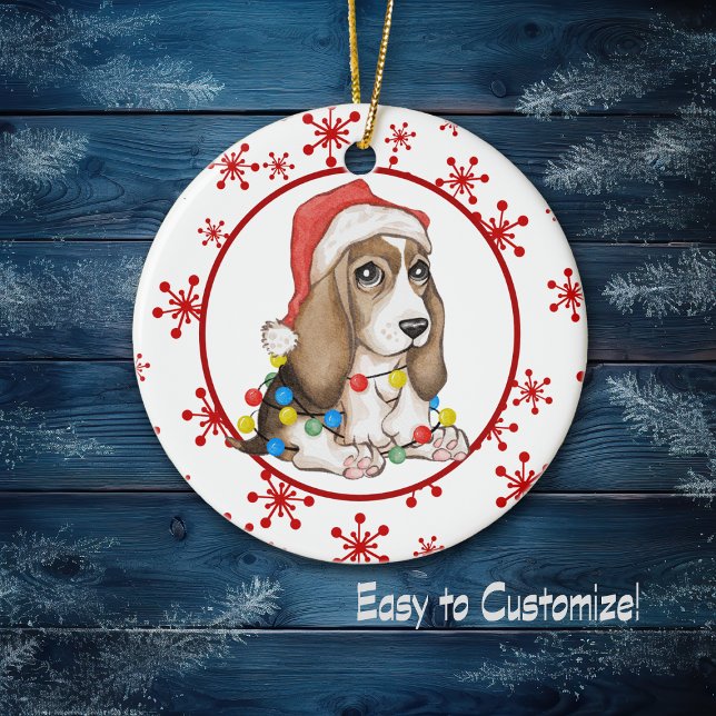 Adorno De Cerámica Festividad de nevado rojo Beagle Pup (Subido por el creador)