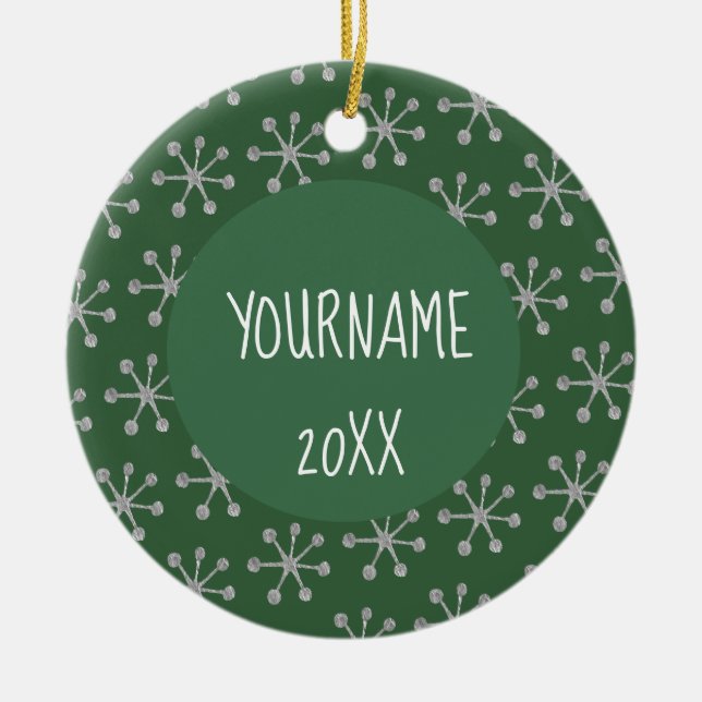 Adorno De Cerámica Festividad de nieve verde para la caza de turistas (Frente)