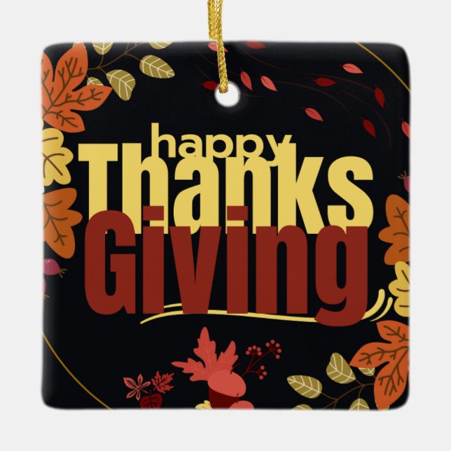 Adorno De Cerámica "Festividad de Otoño: Celebrar el Día de Acción de (Anverso)