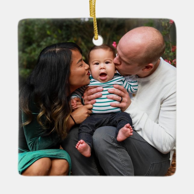 Adorno De Cerámica Festividad de personalizados Navidades de fotograf (Anverso)