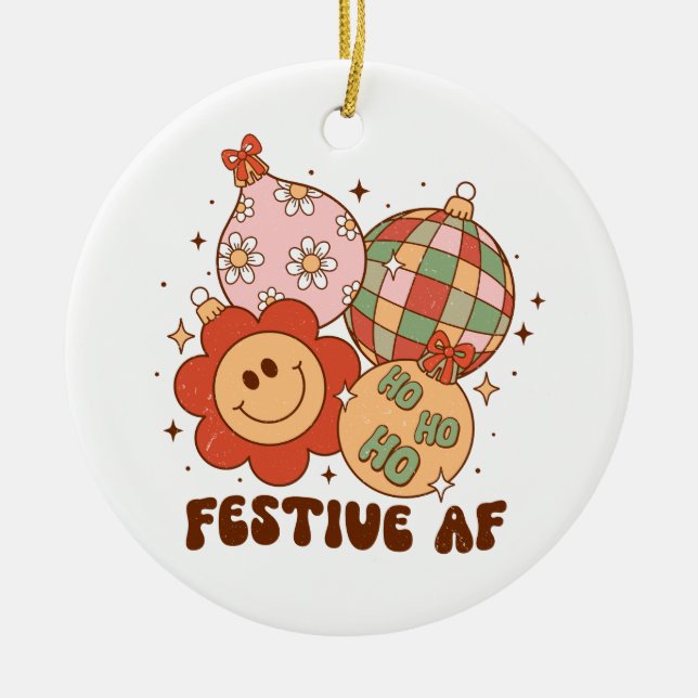 Adorno De Cerámica Festividad de regalo de Navidad AF (Frente)