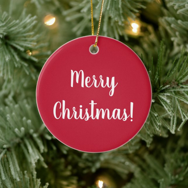 Adorno De Cerámica Festividad de tipografía navideña Red Merry (Árbol)