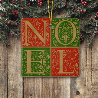 Adorno De Cerámica Festividad decorativa retro noel rojo y verde