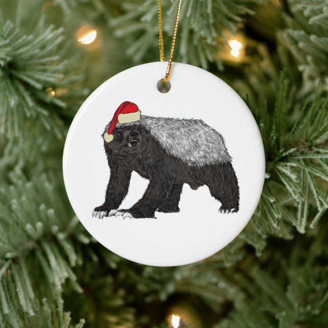 Adorno De Cerámica Festividad del Badger Badass Santa (Árbol)