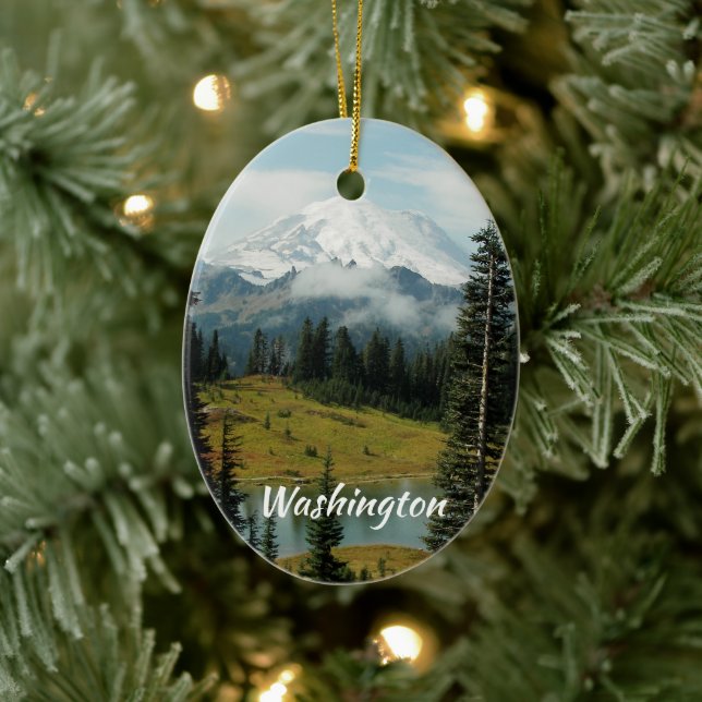 Adorno De Cerámica Festividad del Monte Rainier en Washington (Árbol)
