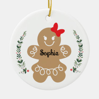 Adorno De Cerámica Festividad del Personalizado Chica de Gingerbread 