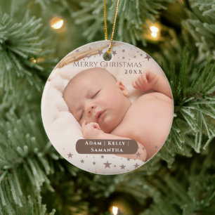 Adorno De Cerámica Festividad fotográfica personalizada de Navidades 