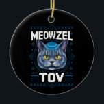 Adorno De Cerámica Festividad judía de Meowzel Tov Hanukkah<br><div class="desc">Festividad judía de Meowzel Tov Hanukkah</div>