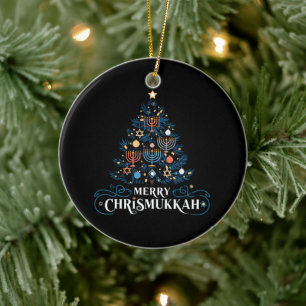 Adorno De Cerámica Festividad judía de Merry Chrismukkah Hanukkah