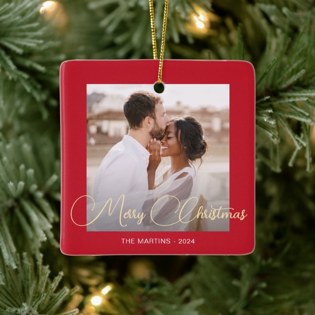 Adorno De Cerámica Festividad Navidades de fotografía de ciervos rojo (Árbol)