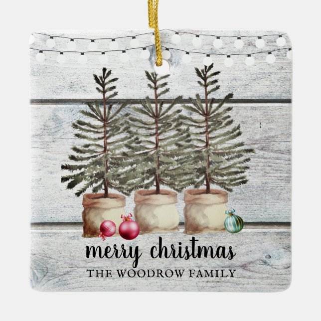 Adorno De Cerámica Festividad personalizada de árboles navideños de m (Anverso)