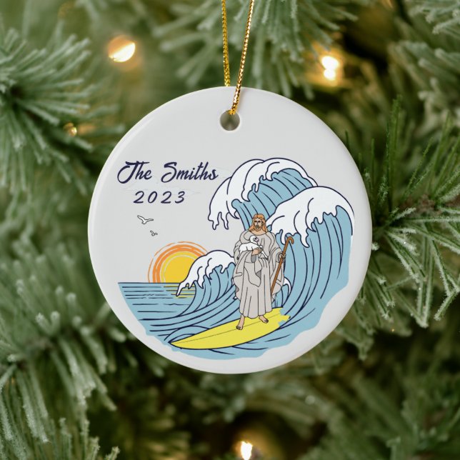Adorno De Cerámica Festividad personalizada de los Navidades de surf  (Árbol)