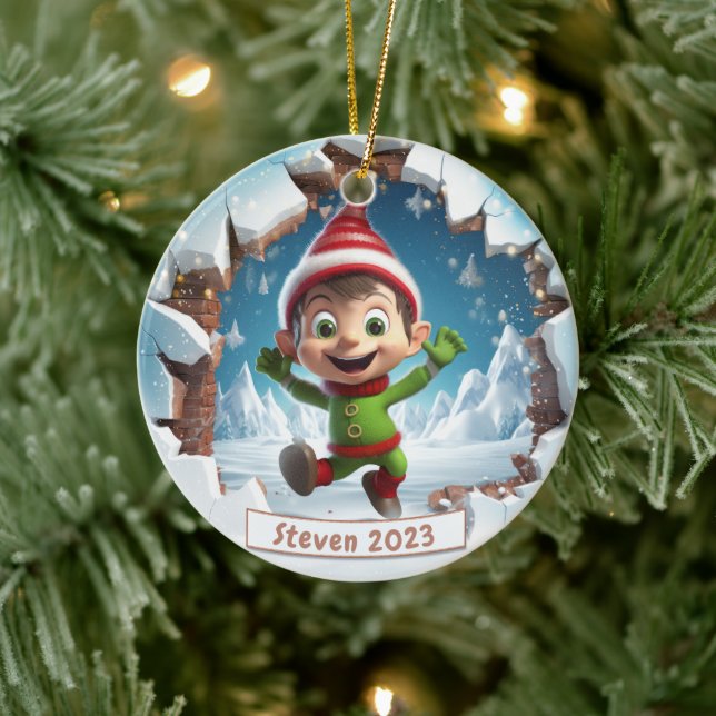 Adorno De Cerámica Festividad personalizada de los Navidades elfos 3d (Árbol)