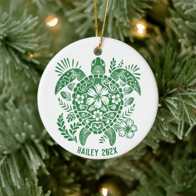 Adorno De Cerámica Festividad personalizada de Navidades de tortugas  (Árbol)
