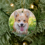 Adorno De Cerámica Festividad personalizada de perros Mascotas de fot<br><div class="desc">Personalizado 2 Mascota fotográfico Perro Cachorro Vacacional Ornamento cerámico</div>