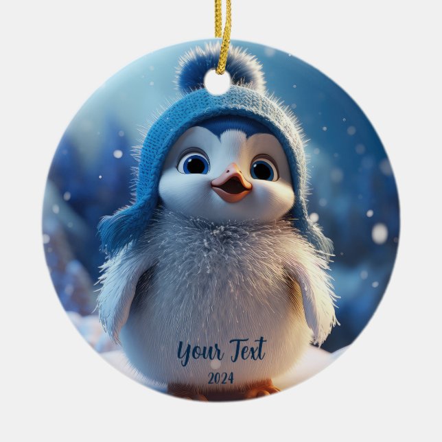 Adorno De Cerámica Festividad personalizada de Personalizado de pingü (Frente)