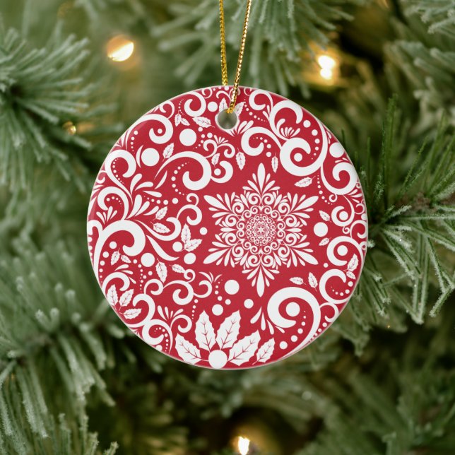 Adorno De Cerámica Festividad personalizada del árbol de navidad rojo (Árbol)