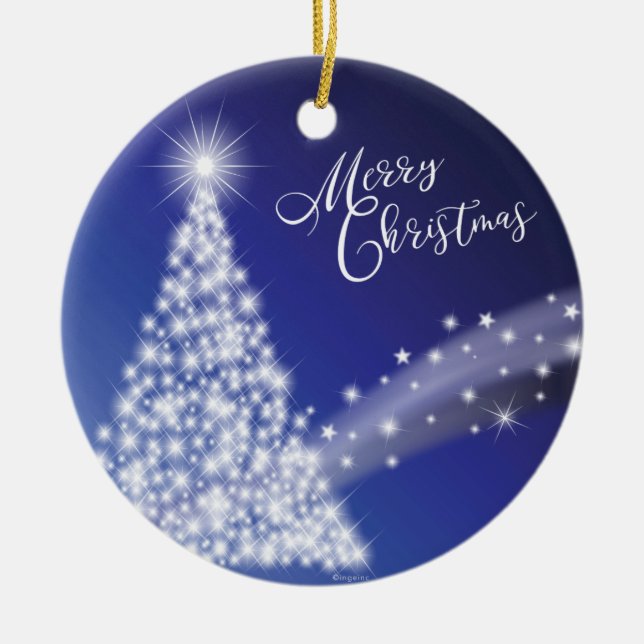 Adorno De Cerámica Festividad Starry Bright Merry Christmas (Frente)