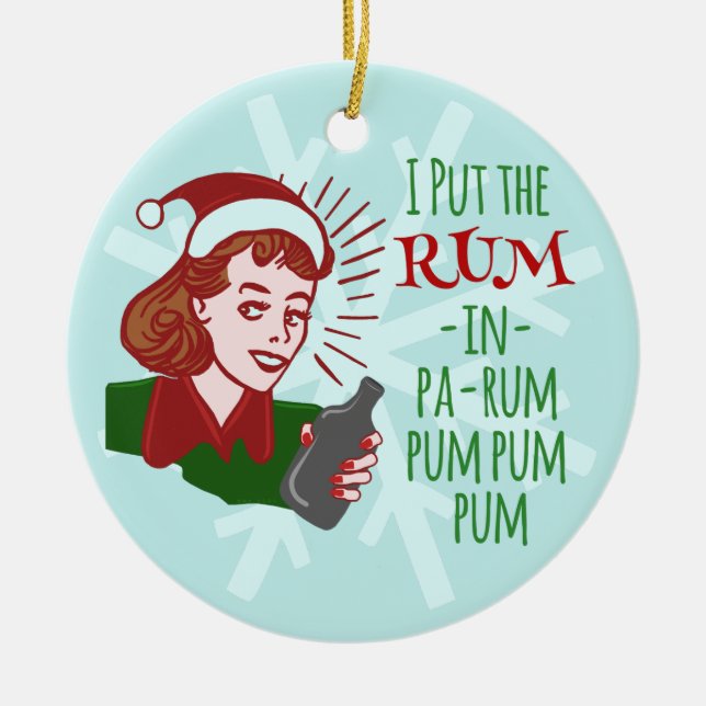 Adorno De Cerámica Festividades de Navidades retro rum (Frente)