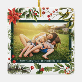 Adorno De Cerámica Festividades familiares de Flores Rojas Berries