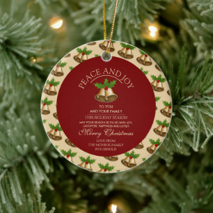 Adorno De Cerámica Festividades Mistletoe Bells, Navidades Foto