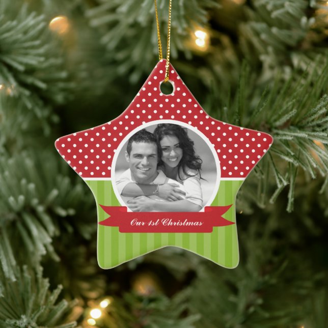 Adorno De Cerámica Festividades Navidades de fotografía rojas y verde (Árbol)