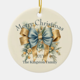 Adorno De Cerámica Festividades navideñas con feriado de Bow Merry